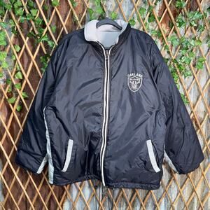 Vintage Y2K Oakland Raiders reversible zip up puffer jacket